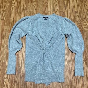 Womens MISS ME medium cross front crew neck sweater grey